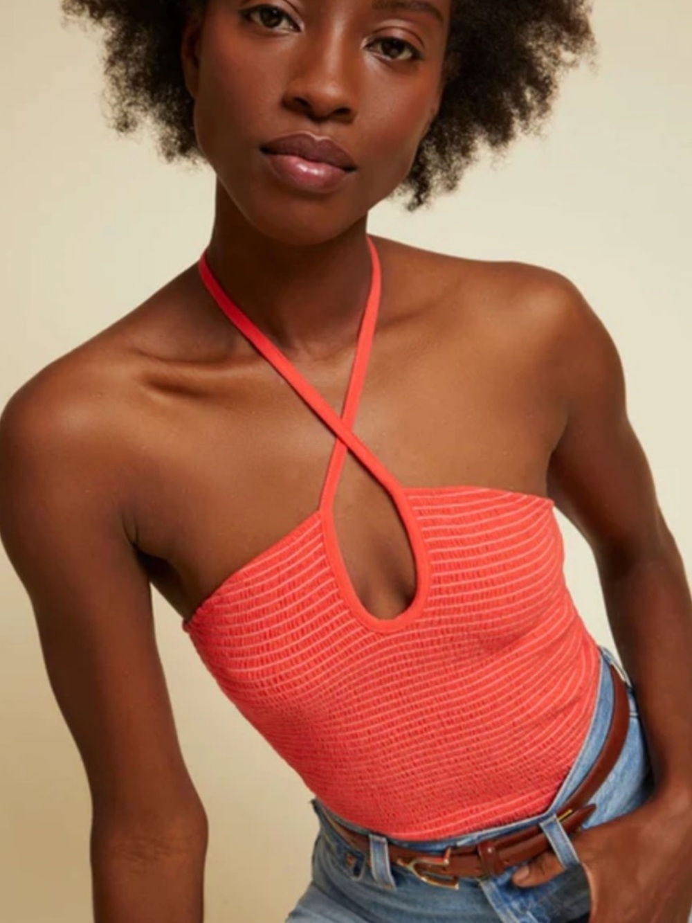 Nation LTD Red smocked halter
